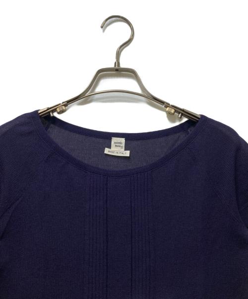 HERMES（エルメス）HERMES (エルメス) シルク混 ショートスリーブニット パープル サイズ:34の古着・服飾アイテム