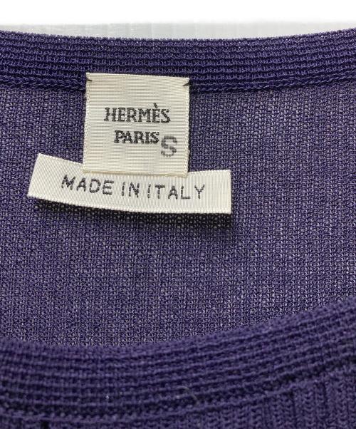 HERMES（エルメス）HERMES (エルメス) シルク混 ショートスリーブニット パープル サイズ:34の古着・服飾アイテム