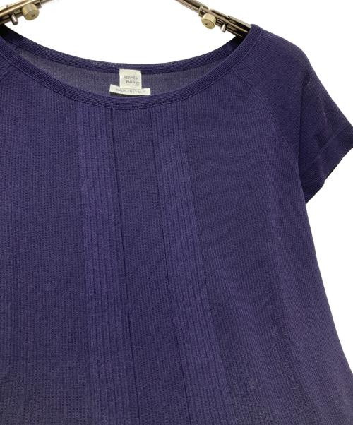 HERMES（エルメス）HERMES (エルメス) シルク混 ショートスリーブニット パープル サイズ:34の古着・服飾アイテム