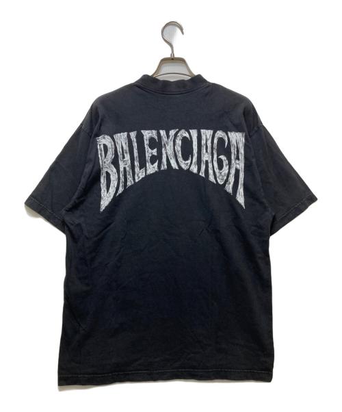 BALENCIAGA（バレンシアガ）BALENCIAGA (バレンシアガ) HAND DRAWN TSHIRT / バックプリント モックネックTシャツ ブラック サイズ:XSの古着・服飾アイテム