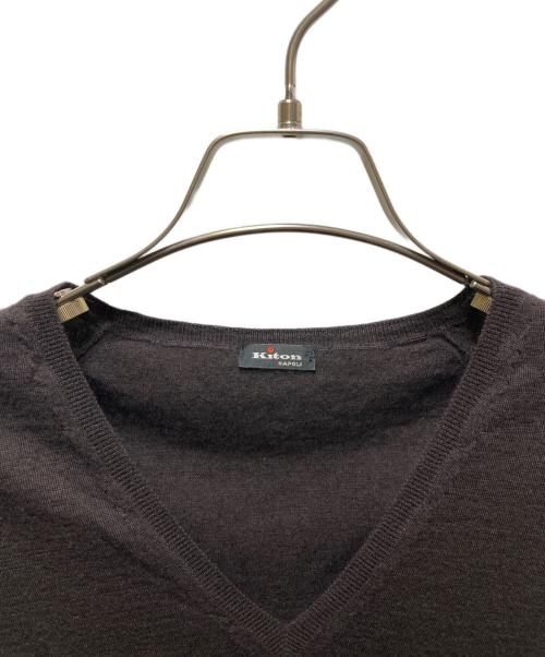kiton（キートン）kiton (キートン) カシミヤシルクVネックニット ブラウン サイズ:38の古着・服飾アイテム