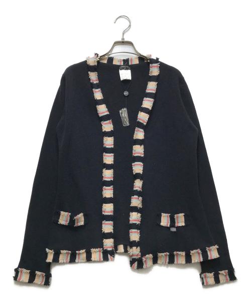 CHANEL（シャネル）CHANEL (シャネル) カシミヤ オープンフロント カーディガン　P22557V01456 ネイビー サイズ:42の古着・服飾アイテム