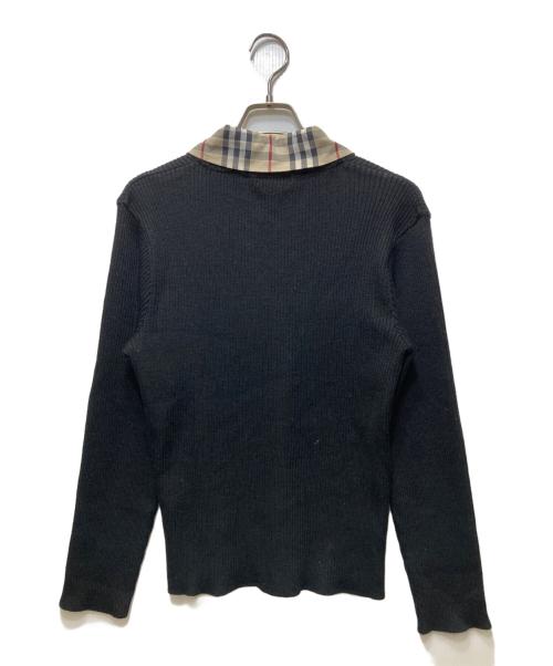 BURBERRY LONDON（バーバリーロンドン）BURBERRY LONDON (バーバリーロンドン) ノバチェック 襟付きVネックニット ブラック サイズ:15の古着・服飾アイテム