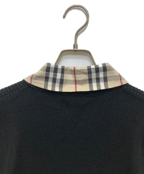 BURBERRY LONDON（バーバリーロンドン）BURBERRY LONDON (バーバリーロンドン) ノバチェック 襟付きVネックニット ブラック サイズ:15の古着・服飾アイテム