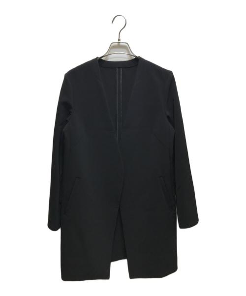 SOEJU（ソージュ）SOEJU (ソージュ) ストレッチファインロングノーカラージャケット ブラック サイズ:Lの古着・服飾アイテム