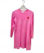 COMME des GARCONS GIRLコムデギャルソンガール）の古着「AD2020 ハートワッペンカットソーワンピース NY-T303」｜ピンク