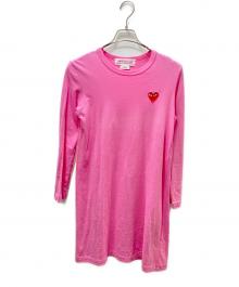 COMME des GARCONS GIRL（コムデギャルソンガール）の古着「AD2020 ハートワッペンカットソーワンピース NY-T303」｜ピンク