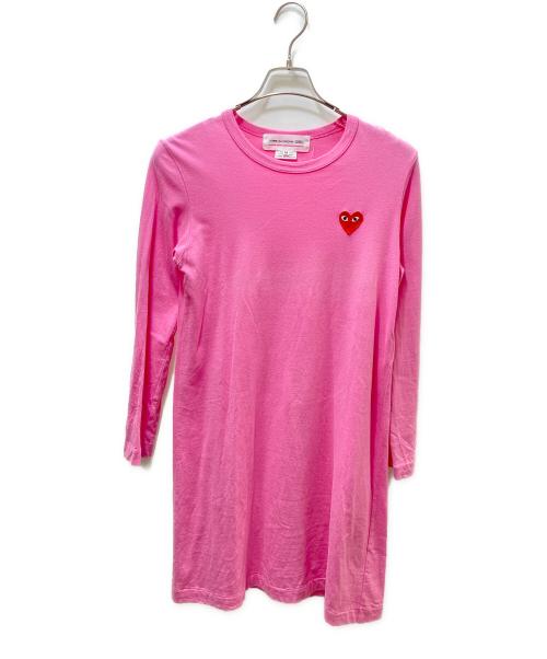 COMME des GARCONS GIRL（コムデギャルソンガール）COMME des GARCONS GIRL (コムデギャルソンガール) AD2020 ハートワッペンカットソーワンピース NY-T303 ピンク サイズ:Mの古着・服飾アイテム