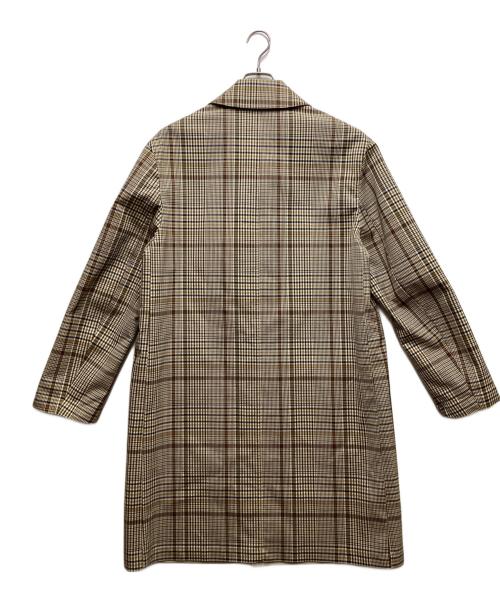 HERMES（エルメス）HERMES (エルメス) セリエボタンチェックステンカラーコート /レザー切替 /ソルド品 /21AW ベージュ サイズ:48の古着・服飾アイテム