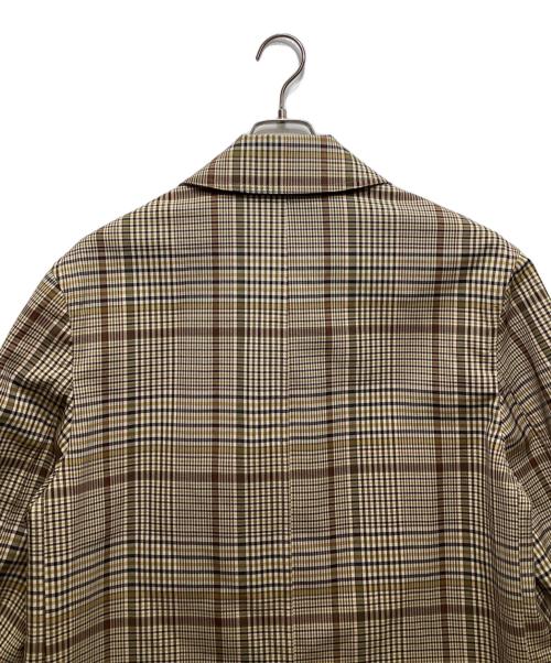 HERMES（エルメス）HERMES (エルメス) セリエボタンチェックステンカラーコート /レザー切替 /ソルド品 /21AW ベージュ サイズ:48の古着・服飾アイテム