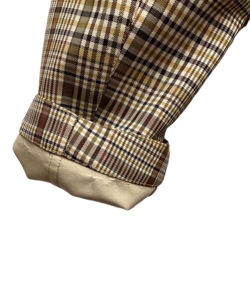 HERMES（エルメス）HERMES (エルメス) セリエボタンチェックステンカラーコート /レザー切替 /ソルド品 /21AW ベージュ サイズ:48の古着・服飾アイテム