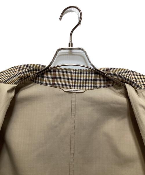 HERMES（エルメス）HERMES (エルメス) セリエボタンチェックステンカラーコート /レザー切替 /ソルド品 /21AW ベージュ サイズ:48の古着・服飾アイテム