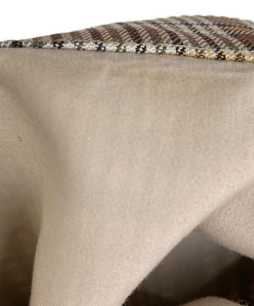 HERMES（エルメス）HERMES (エルメス) セリエボタンチェックステンカラーコート /レザー切替 /ソルド品 /21AW ベージュ サイズ:48の古着・服飾アイテム