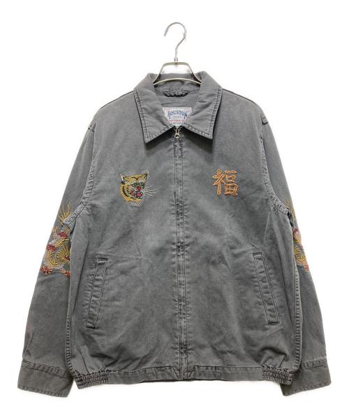 HOUSTON（ヒューストン）HOUSTON (ヒューストン) ピグメントダイ 虎刺繍VIETNAM JACKET　51482 ブラック サイズ:Lの古着・服飾アイテム