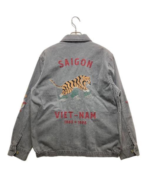 HOUSTON（ヒューストン）HOUSTON (ヒューストン) ピグメントダイ 虎刺繍VIETNAM JACKET　51482 ブラック サイズ:Lの古着・服飾アイテム