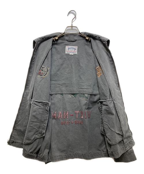 HOUSTON（ヒューストン）HOUSTON (ヒューストン) ピグメントダイ 虎刺繍VIETNAM JACKET　51482 ブラック サイズ:Lの古着・服飾アイテム