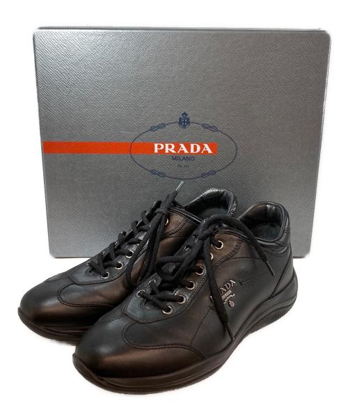 PRADA SPORTS（プラダスポーツ）PRADA SPORTS (プラダスポーツ) レザーローカットスニーカー　SIZE 35　4897　箱付 ブラック サイズ:35の古着・服飾アイテム