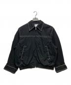 CLANEクラネ）の古着「W COLOR STUDDED DRIZZLER JACKET/ダブルカラースタッズドドリズラージャケット」｜ブラック