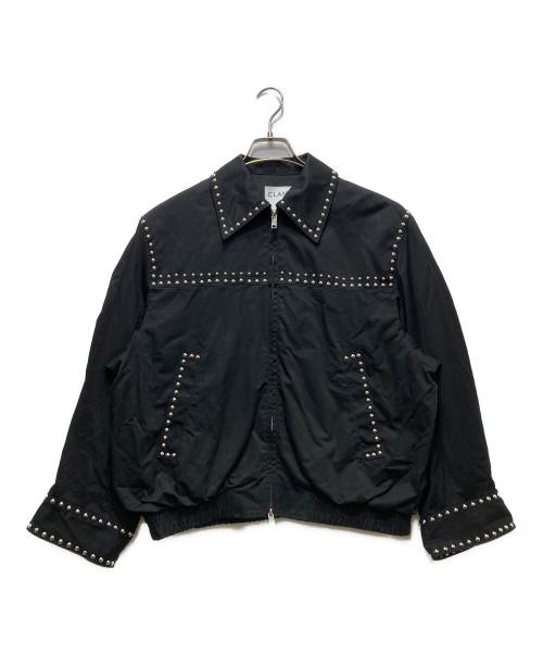 CLANE（クラネ）CLANE (クラネ) W COLOR STUDDED DRIZZLER JACKET/ダブルカラースタッズドドリズラージャケット ブラック サイズ:2の古着・服飾アイテム