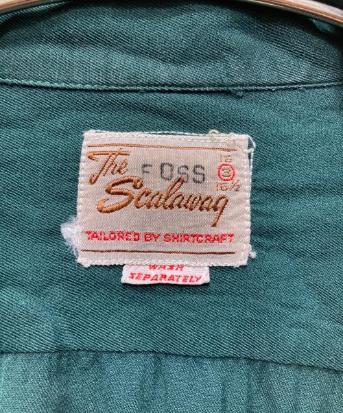 Tha Scalawag（タ スキャラワグ）Tha Scalawag (タ スキャラワグ) 斜めジップ レーヨンギャバジンシャツ/40-50's  グリーン サイズ:3の古着・服飾アイテム