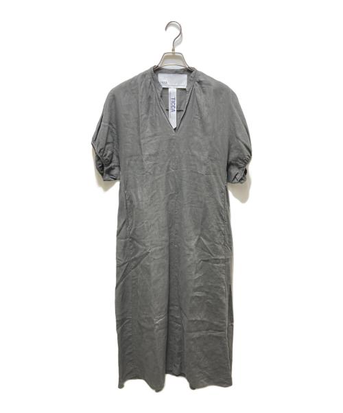 ticca（ティッカ）TICCA (ティッカ) リネンバルーンスリーブワンピース グレー サイズ:FREEの古着・服飾アイテム