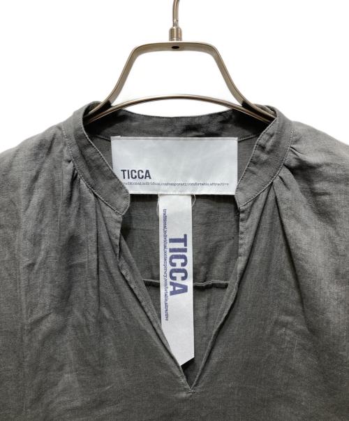 ticca（ティッカ）TICCA (ティッカ) リネンバルーンスリーブワンピース グレー サイズ:FREEの古着・服飾アイテム