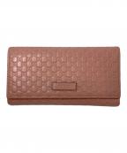 GUCCIグッチ）の古着「マイクログッチシマ コンチネンタルウォレット」｜ピンク