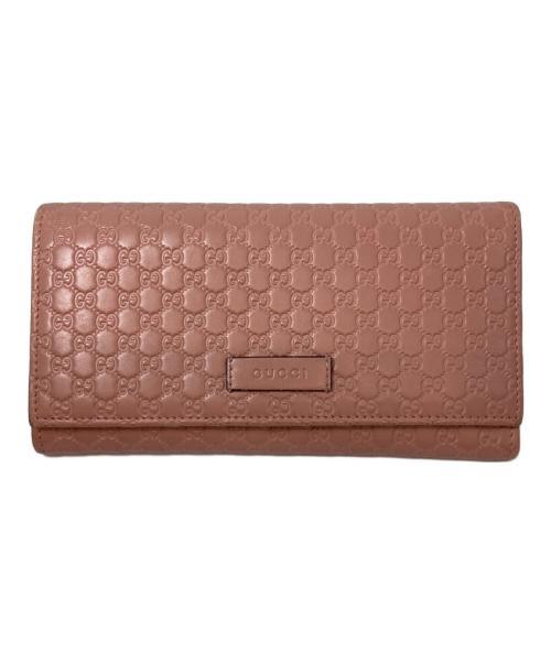 GUCCI（グッチ）GUCCI (グッチ) マイクログッチシマ コンチネンタルウォレット ピンクの古着・服飾アイテム