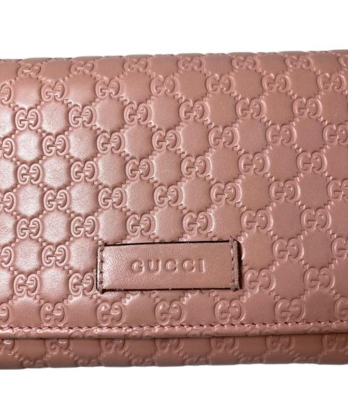 GUCCI（グッチ）GUCCI (グッチ) マイクログッチシマ コンチネンタルウォレット ピンクの古着・服飾アイテム