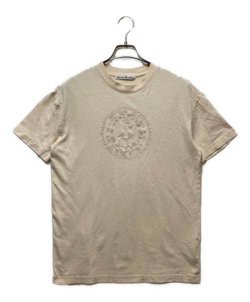 Acne studios（アクネ ストゥディオズ）ACNE STUDIOS (アクネ ストゥディオズ) ロゴ刺繍Ｔシャツ ベージュ サイズ:XSの古着・服飾アイテム