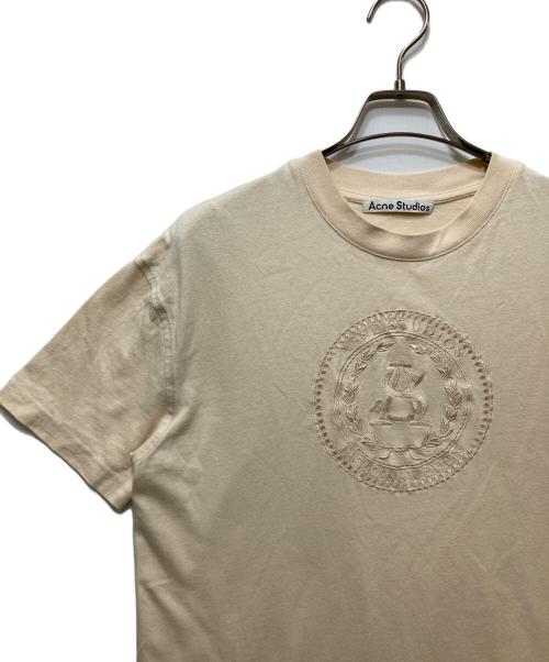 Acne studios（アクネ ストゥディオズ）ACNE STUDIOS (アクネ ストゥディオズ) ロゴ刺繍Ｔシャツ ベージュ サイズ:XSの古着・服飾アイテム