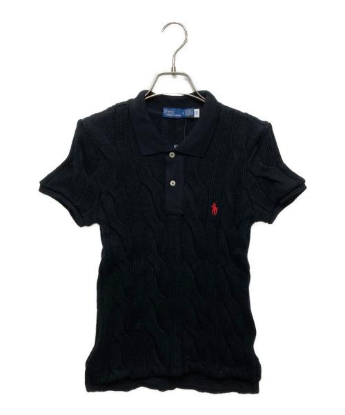 POLO BY RALPH LAUREN（ポロ バイ ラルフローレン）POLO by RALPH LAUREN (ポロ バイ ラルフローレン) ケーブルニット ポロシャツ ブラック サイズ:Mの古着・服飾アイテム