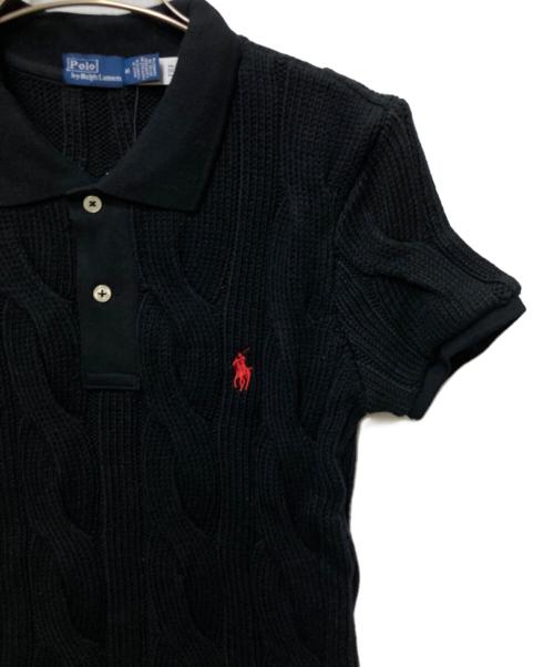 POLO BY RALPH LAUREN（ポロ バイ ラルフローレン）POLO by RALPH LAUREN (ポロ バイ ラルフローレン) ケーブルニット ポロシャツ ブラック サイズ:Mの古着・服飾アイテム