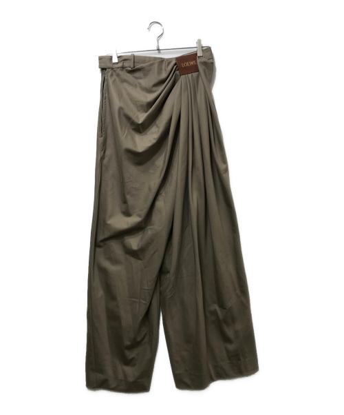 LOEWE（ロエベ）LOEWE (ロエベ) Draped trousers in cotton and silk/ドレープドトラウザーズインコットンアンドシルクパンツ H526Y04WGM /25SS ベージュ サイズ:46の古着・服飾アイテム
