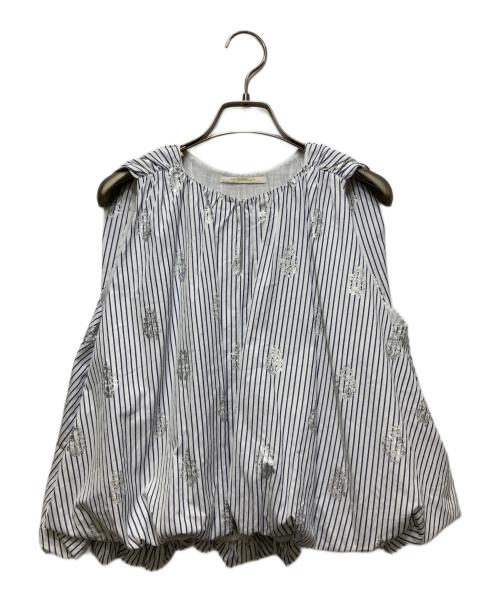 ne quittez pas（ヌキテパ）ne quittez pas (ヌキテパ) Poplin Foil Print Balloon Top ホワイト サイズ:FREEの古着・服飾アイテム