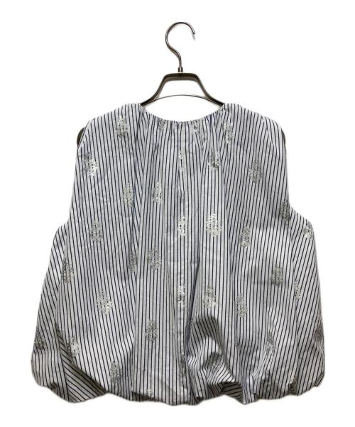 ne quittez pas（ヌキテパ）ne quittez pas (ヌキテパ) Poplin Foil Print Balloon Top ホワイト サイズ:FREEの古着・服飾アイテム