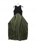 UN3D.アンスリード）の古着「CURVE LINE TUCK SLEEVELESS OP (カーブラインタックスリーブレスワンピース)　25AW　」｜オリーブ
