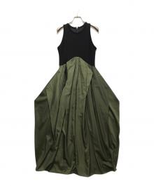 UN3D.（アンスリード）の古着「CURVE LINE TUCK SLEEVELESS OP (カーブラインタックスリーブレスワンピース)　25AW　」｜オリーブ