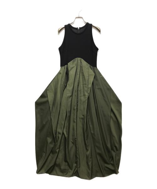 UN3D.（アンスリード）UN3D. (アンスリード) CURVE LINE TUCK SLEEVELESS OP (カーブラインタックスリーブレスワンピース)　25AW　 オリーブ サイズ:38の古着・服飾アイテム