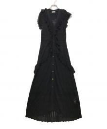 FRAY ID（フレイ アイディー）の古着「ラッフルレースニットワンピース　FWNO261227　」｜ブラック