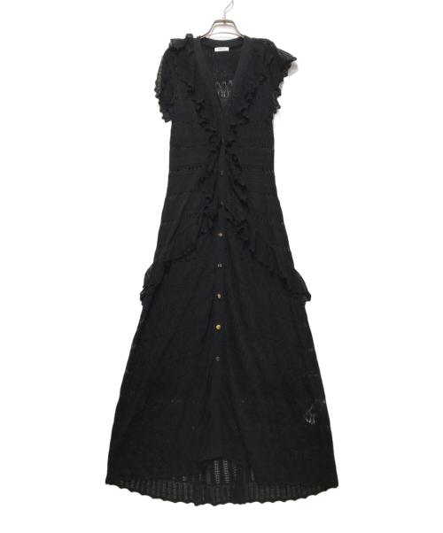 FRAY ID（フレイ アイディー）FRAY ID (フレイ アイディー) ラッフルレースニットワンピース　FWNO261227　 ブラック サイズ:FREEの古着・服飾アイテム