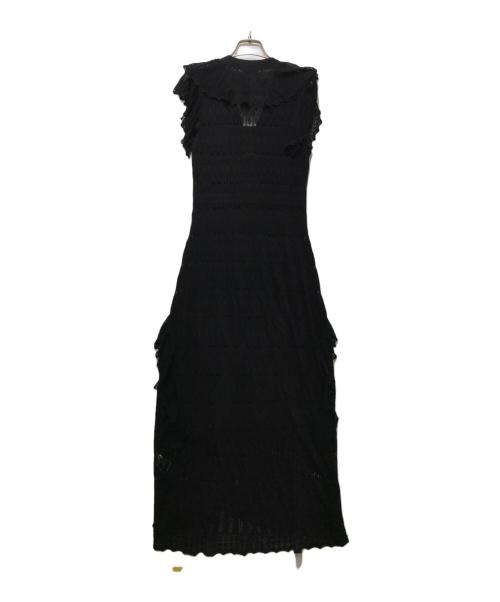 FRAY ID（フレイ アイディー）FRAY ID (フレイ アイディー) ラッフルレースニットワンピース　FWNO261227　 ブラック サイズ:FREEの古着・服飾アイテム