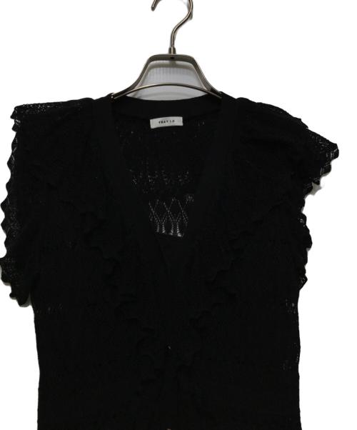 FRAY ID（フレイ アイディー）FRAY ID (フレイ アイディー) ラッフルレースニットワンピース　FWNO261227　 ブラック サイズ:FREEの古着・服飾アイテム