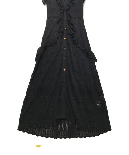FRAY ID（フレイ アイディー）FRAY ID (フレイ アイディー) ラッフルレースニットワンピース　FWNO261227　 ブラック サイズ:FREEの古着・服飾アイテム