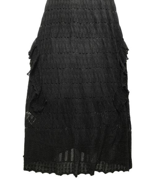 FRAY ID（フレイ アイディー）FRAY ID (フレイ アイディー) ラッフルレースニットワンピース　FWNO261227　 ブラック サイズ:FREEの古着・服飾アイテム