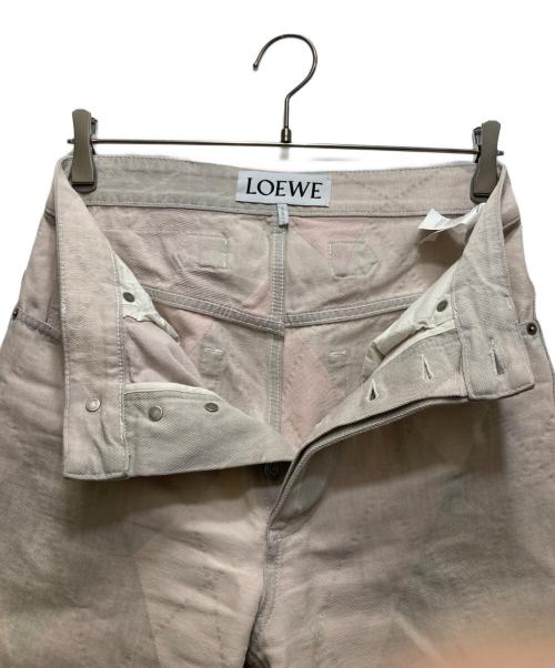 LOEWE（ロエベ）LOEWE (ロエベ) アーガイルジャカードパターン シンチバックデニム　股下80cm ピンク サイズ:44の古着・服飾アイテム