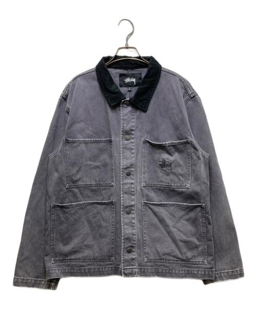 stussy（ステューシー）stussy (ステューシー) HEAVY WASH CHORE JACKET(ヘビーウォッシュチョアジャケット)　 グレー サイズ:Mの古着・服飾アイテム