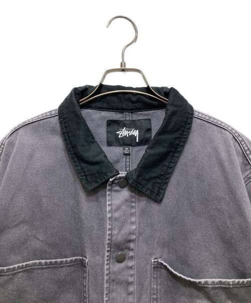 stussy（ステューシー）stussy (ステューシー) HEAVY WASH CHORE JACKET(ヘビーウォッシュチョアジャケット)　 グレー サイズ:Mの古着・服飾アイテム