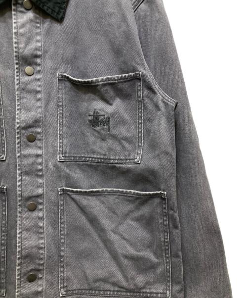stussy（ステューシー）stussy (ステューシー) HEAVY WASH CHORE JACKET(ヘビーウォッシュチョアジャケット)　 グレー サイズ:Mの古着・服飾アイテム