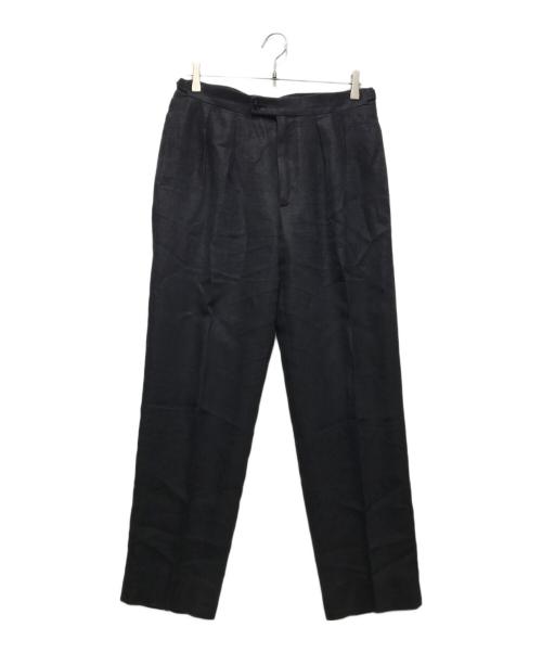 BEAMS F（ビームスエフ）BEAMS F (ビームスエフ) BERNARD ZINS (ベルナール ザンス) 別注 リネン2タック サイドアジャスタースラックス　60200/099 ブラック サイズ:42の古着・服飾アイテム